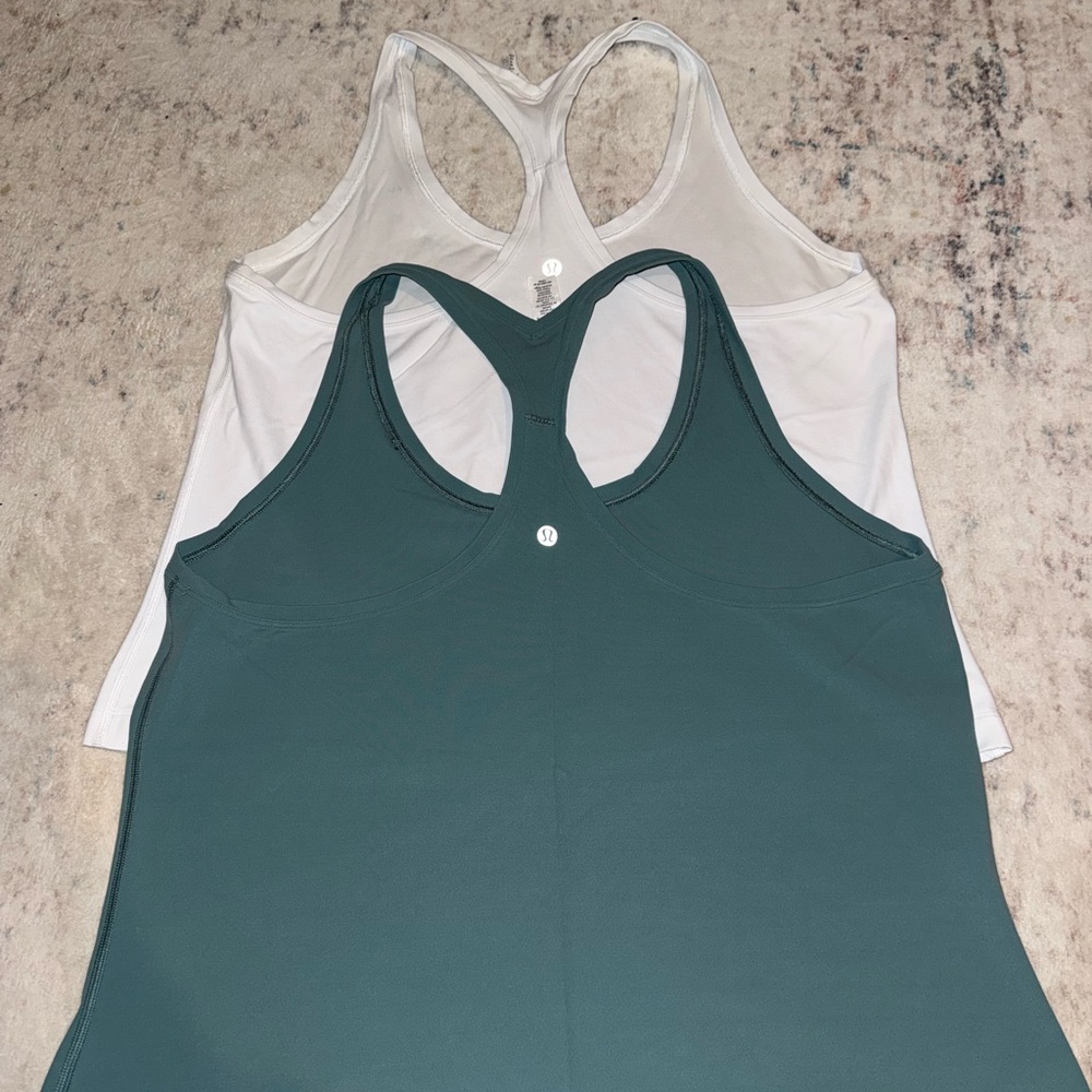 lululemon athletica Racerback Tank Tops - Teal Green and White